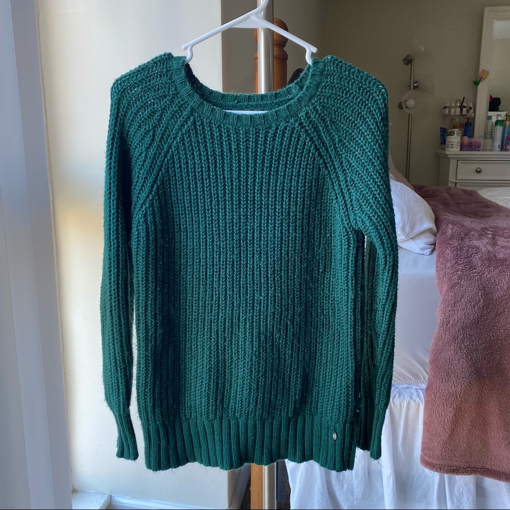 Forest Green Chunky Knit Sweater, Extra Small
